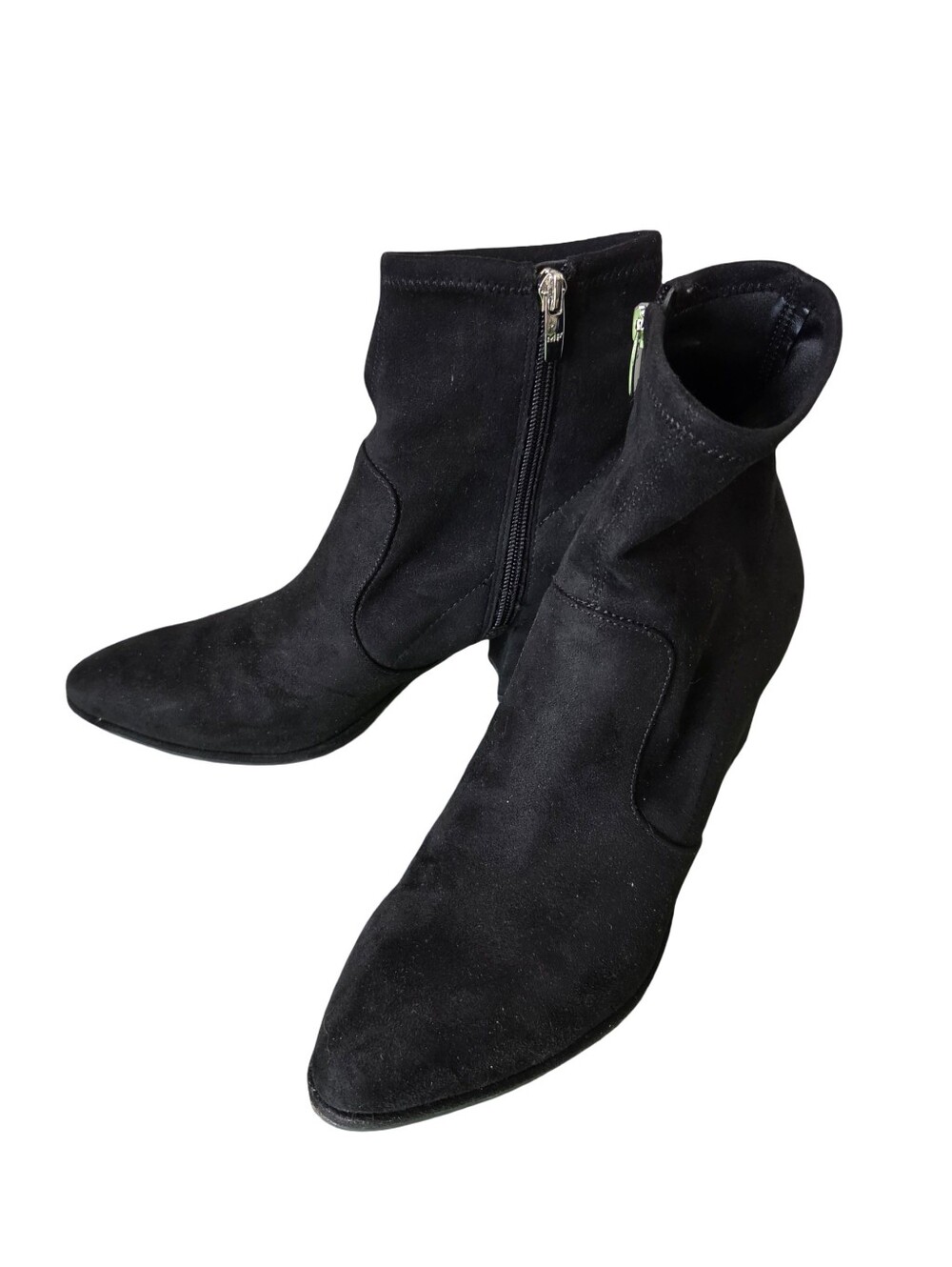 Marc Fisher Black Ankle Booties Faux Suede Sock Chunky Heel Womens Size 10
